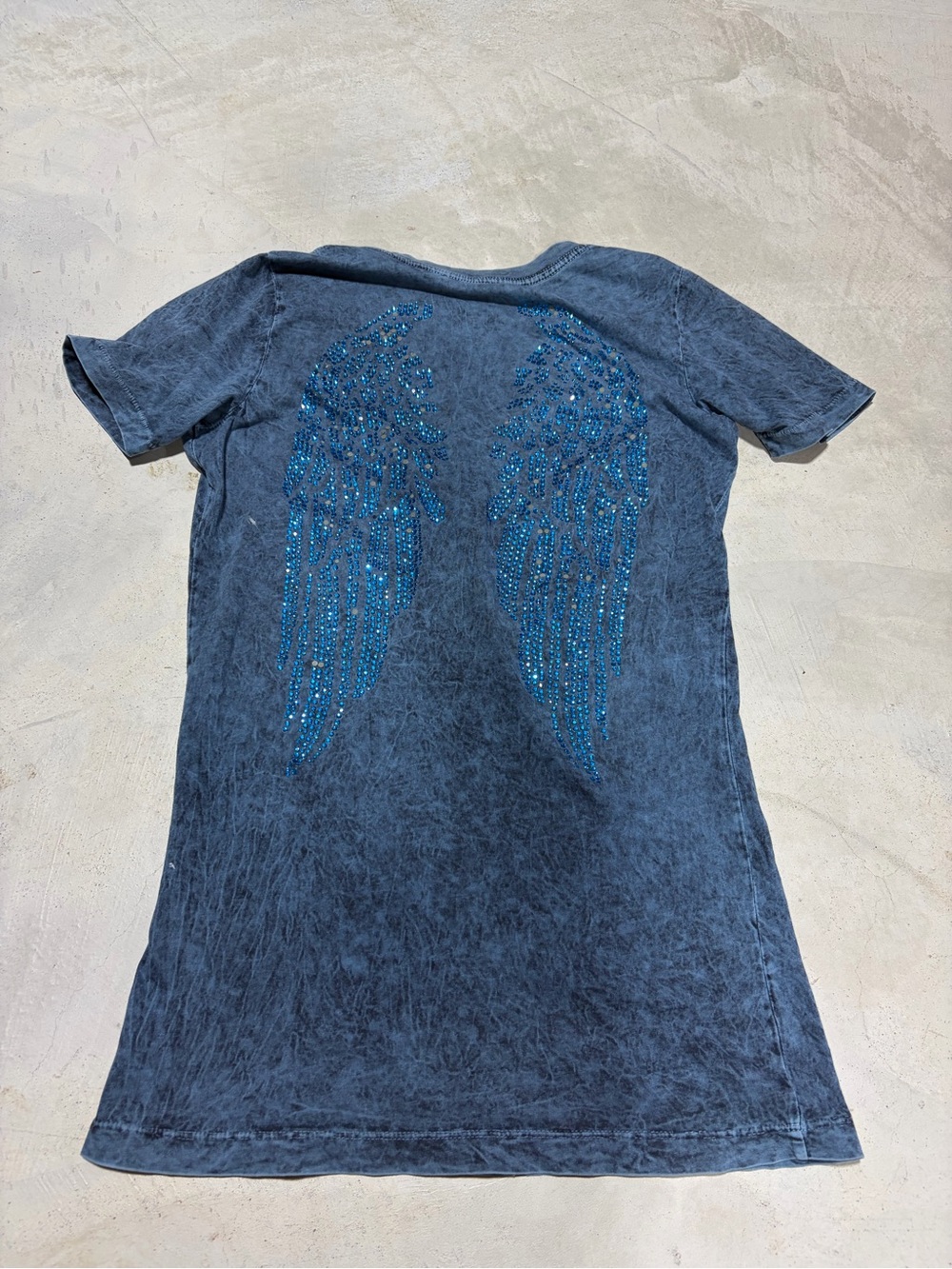 Sinful affliction Embellished Angel Wing Tee blue medium